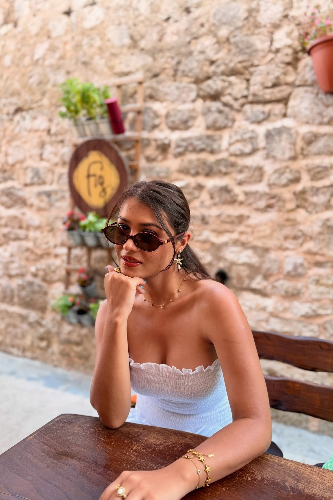 White Strapless Smocked Dress